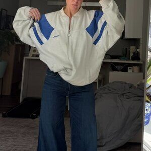 Adidas Vintage 80s Track Jacket Men's L White and Blue retro